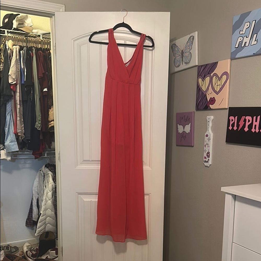 Red Halter Maxi Sundress for Cocktail